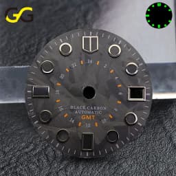 28.5mm Carbon Fiber Texture Watch Dial BGW9 C3 Hands Luminous Date Window Dial For NH34 NH35 2824 Movement Watch Accessories