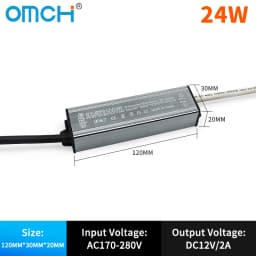 OMCH IP67 Waterproof Power Supply Lighting Transformer AC110V-220V to DC12V 24V LED Driver, 10W 20W 30W 50W 100W Outdoor Adapter