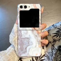 Marble Pattern Transparent Phone Case For Samsung Galaxy Z Flip 6 5 4 3 Clear Hard Folding Cover For Samsung Z Flip6 Flip5 Flip4
