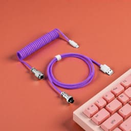 Type C USB Aviator Coiling Cable for Gaming Desktop Mechanical Keyboard with Durable Spring Design for Data Power Transfer