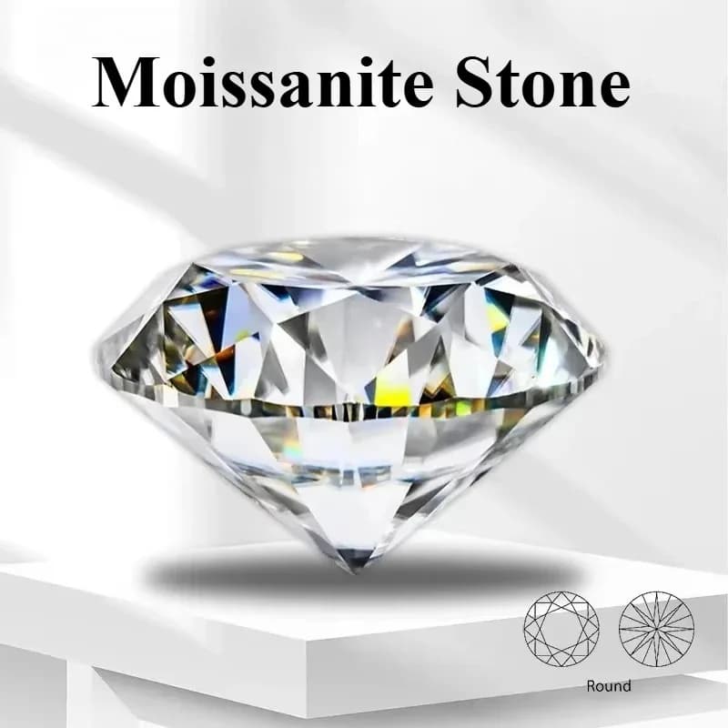 Lab Moissanite Stone Round Cut D Color VVS1 0.1ct-12ct Lab Grown Gemstone Charms for Jewelry Making Pass Diamond Tester