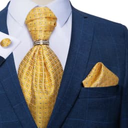 Luxury Men Green Blue Paisley Ascot Tie Set Solid Necktie Ring Wedding Party Cravat Purple Ties Pocket Sqaure Cufflink Free Ship