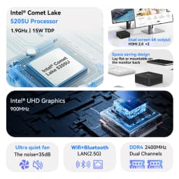 MOREFINE M8 Mini PC Intel 5205U up to 1.9GHz Windows 11 pro 16G RAM 512G SSD 4K@60 WiFi 5/BT 5.1 Laptop/Desktop Computer