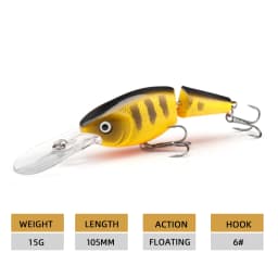 Agoie Deep Diving Crankbaits Jointed Swimbait For Bass Fishing 105mm 15g Floating Wobblers With Rattles For Pike Fishing Lure