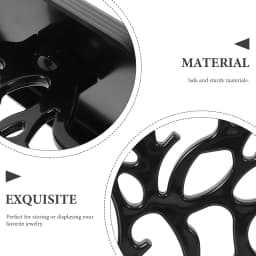 Coral Shape Jewelry Display Stand Plastic Organizer Desktop Earrings Necklaces Rings Holder Black Vertical Design Easy Access