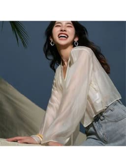 Spring Summer Hanfu Sle V-Ne Long Sve Translucent Chiffon Open Cardigan Sunade Outerwear Belted Fre Sle Women's ...