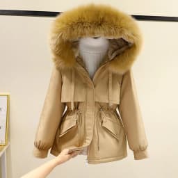 Women's down Cotton Jacket Short Thickened Winter New Style Fleece Lined Parka Korean Version Loose Cotton Coat