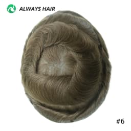 Alwayshair - DURA LACE Men's Capillary Prosthesis Hair 130% Hair Density Indian Hair Lace Toupee Wig For Man
