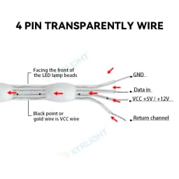 12V 4pin Data Return WS2811 WS2812 LED Seed Pixel String Lights Full Color Individually Addressable RGB for DIY Curtain Light