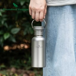 Boundless Voyage Wide Mouth Titanium Water Bottle Reusable Sport Drinking Bottle for Camping Hiking Picnic Climbing Running