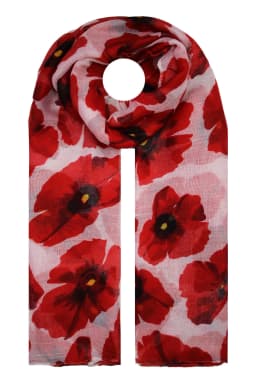 Elegant Floral Print Scarf - Red Poppy Design