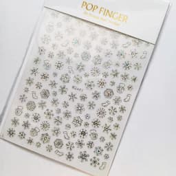 Sliver Bronzing 3D Christmas Nail Art Decoration Sticker Sparkly White Colorful Glitter Geometry Snowflake Winter Slider Foil