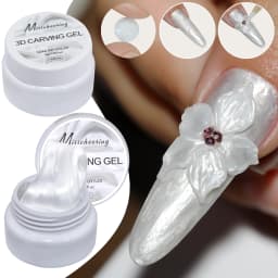 5ml White Non Stick Hand Carved Gel Nail Polish for 3D Shaping Nail Art Solid Pearl Satin Gloss Gel for Nail Design Decoration