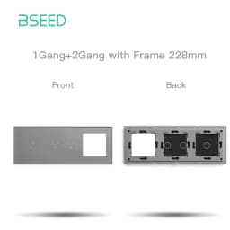 BSEED EU Standard Touch Light Switch Panel With Wall Socket Frames 228mm Metal Base Included Glass Frame Without Switch Part