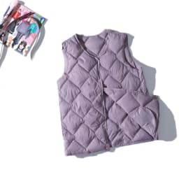2026 New Winter Vest Coat V-Neck Light White Duck Down Coat Women Autumn Fashion Vest Beige Chaleco Mujer Gilet Casaco Feminino