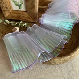 1 Yard Blue Lace Fabric Pleated Mermaid Effect Laser Neon Luster For Women Dress 15CM Wide
