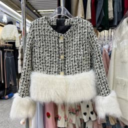 Autumn Winter Women's White Imitation Fox Fur Single Breasted Short Jacket New High-Quality Cotton/Non Cotton Wool Coats