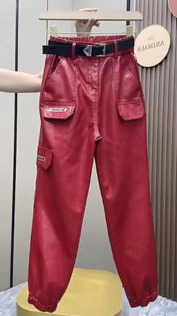 Women's Cargo Leather Pants Fall Winter New Classic Dark Department Fashion Trend Pocket Decoration Loose Oversized Pants 4XL
