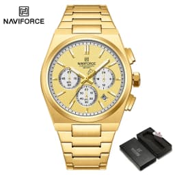 NAVIFORCE Fashion Quartz Watches for Male 3ATM Waterproof Chronograph Clocks Date Display Steel Strap Business Man's Watch Gifts