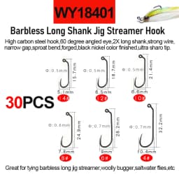 ICERIO 30PCS Competition Barbless Fly Fishing Hook Nymph Dry Wet Flies Jig Fishhook Salmon Trout Fly Tying Hook Non-barbed