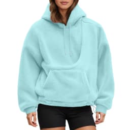 Women Fall And Winter Casual Fleece Solid Color Pet Pocket Hooded Sweatshirt Funny Adjustable Hem Pullover Hooded Women Pullover