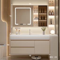 Vanity with Sink Shelves Sink Under Cabinet Bathroom Bathroom Sets Full Set Furniture Comfortable with Drawers Storage Cabinet