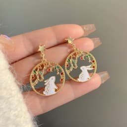 32 Style Colorful Enamel Cartoon Cute Rabbit Fox Ear Clips Funny Cat Bear Long Clip on Earrings Without Piercing for Women Girls