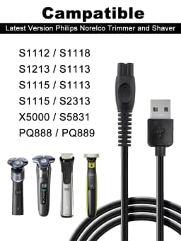 5V USB Charger For Philips Norelco S3000 Series S3208 S3109 S3108 S3209 S1118 S1213 S3202 Shaver