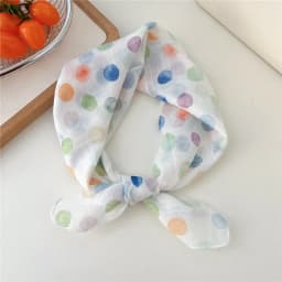 New Cloth Headband Polka Dot Fresh Floral Small Square Scarf Pastoral Style Scarves Women