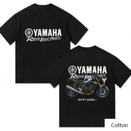 2026 YAMAHA White Oversized Retro Racing Print Cotton T-Shirt Unisex Breathable Biker Street Top