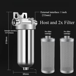 Whole House Well Water Filter for Household, 304 Stainless Steel Pre Filter with High Flow & Backwashing Function