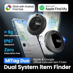 MiLi MiTag Dual System Bluetooth GPS Tracker Locator Smart Location Tag Keys Finder Works With Apple Find My&Google Find Hub