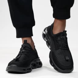 Confortable Men Walking Sneakers Solid Black Fashion Casual Sport Shoes