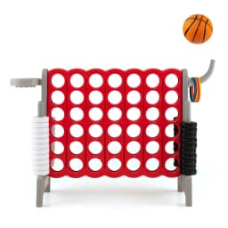 DORTALA Giant 4 in a Row Game Jumbo Connect 4 Garden Games w/42 Rings Basketball Hoop Orange/Blue/White/Red/Grey/Green