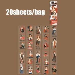 Mr Paper 20Pcs Character Die-Cut Strip Coil Stickers Scrapbooking Journal Photo Frame Decoration Phone Case DIY Collage Material