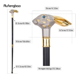 Silver Golden Rabbit Long Ear Gentleman Walking Cane Fashion Walking Stick Gentleman Crosier Knob Walking Stick 93cm