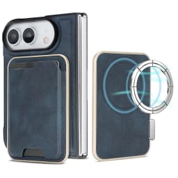 2 in 1 Detachable Card Holder Magnetic Leather Case for iPhone Ultra 18 Fold Shockproof for Magsafe Comfortable Grip Slim Cover