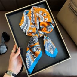 2025 New Yellow Lemon Print Square Silk Scarf for Women 70*70cm Neck Ties Fashion Decorate Neckerchief Female Hijab Bag Ribbions