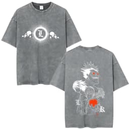 Vintage Washed Anime Death Note Misa Amane Print T Shirts Men Women Clothing Cotton Casual T-shirt Fashion Short Sleeve T-shirts