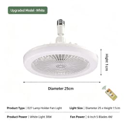 Smart LED Ceiling Fan Light 48W Energy Efficient with Remote Control 3 Speed Options 2/4H Timer for Living Room Bedroom E27