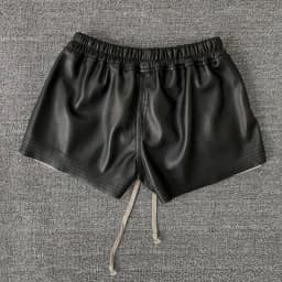 HKSH 2026 Summer New Women's PU Leather Shorts Dark RO Style Side Split Color Block Elastic Waisted Drawstring Hot Pants HK18687