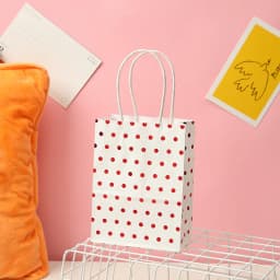 5 Pcs Dot Star Kraft Paper Bags with Handles Birthday Wedding Christmas Party Decoration Baby Shower New Year Gift Packaging
