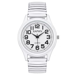 Simple Business Casual Couple's Watch with Elastic Strap and Arabic Numeral Dial, Quartz Watch for Men and Women