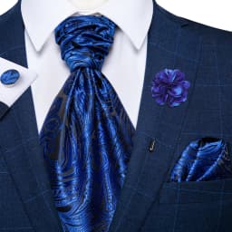 Classic Wedding Ascot Tie For Men Yellow Gold Red Paisley Floral Scarf Neck Tie Brooch Pin Set Cravat Ascot Tie For Banquet
