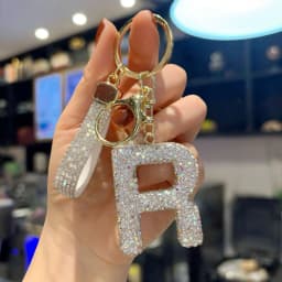 Full Rhinestone 26-Letter Keychain, Bling Car Key Ring & Sparkly Bag Charm - Perfect Small Gift