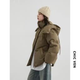 CHIC VEN Women Down Coat Solid Warm Down Jacket New 90 White Duck Down Windproof Hooded Female Overcoat Winter 2023