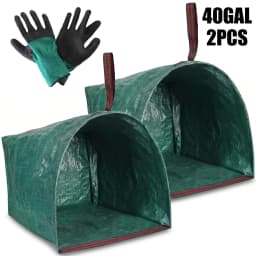 2 Pack Reusable Yard Waste Bags With Gloves, 40/53/72 Gallon Self Standing Open Top Leaf Bags For Lawn Garden Debris Cleanup