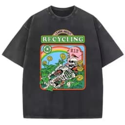 Plant Pattern Washed T-Shirts Men Breathable Cotton Casual T Shirt Soft Summer Comfortable Crewneck Short Sleeve Y2k Top