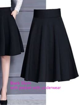 Skirts Women Size M-3XL Pleated Solid Pocket Elastic Waist Middle Skirt Trendy All-match Office Lady Skin-friendly Elegant