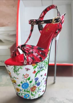 Summer 19cm Metal Thin High Heels Sandals Female Platform Women's Shoes Narrow Band Steel Pipe Dance Buckle SM Stripper Pumps